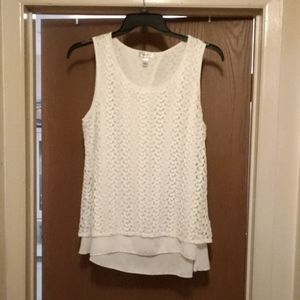Dressbarn, women's XL white summer tank top, with white overlay.